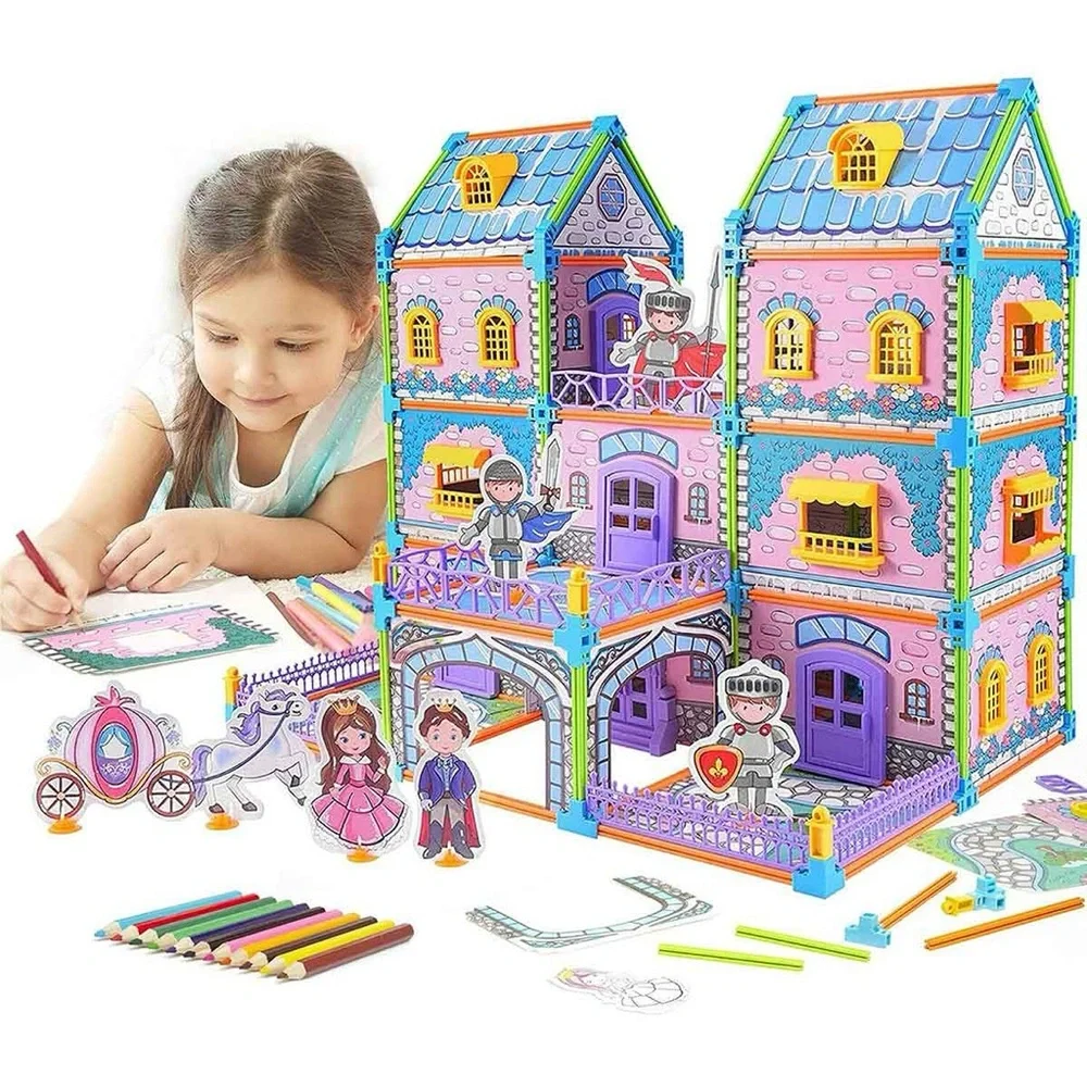 STEM Princess Castle Graffiti Assembly 266 pcs 3+ Kid Toys DIY Art Coloring Book